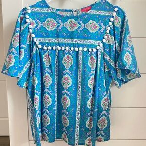 Blue Floral Top by Flying Tomato. Size M